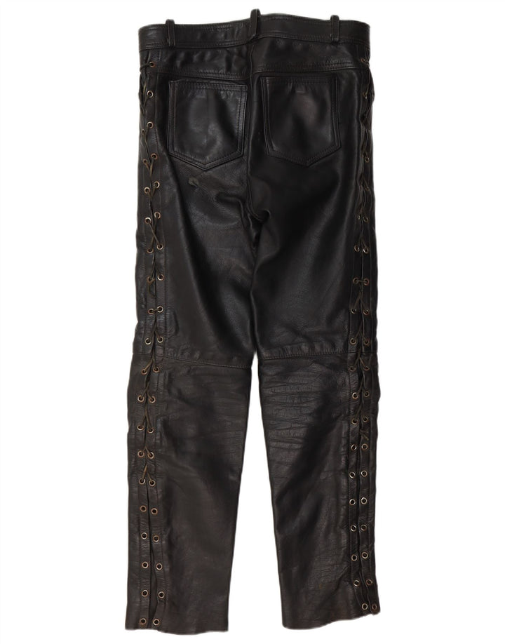 Pantaloni dritti in pelle da uomo VINTAGE W30 L30 neri