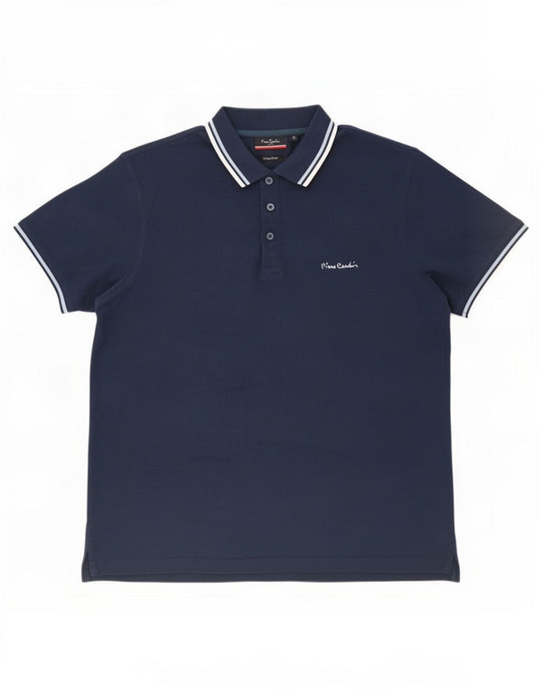 Polo Pierre Cardin da uomo vestibilità regolare XL cotone a righe blu navy