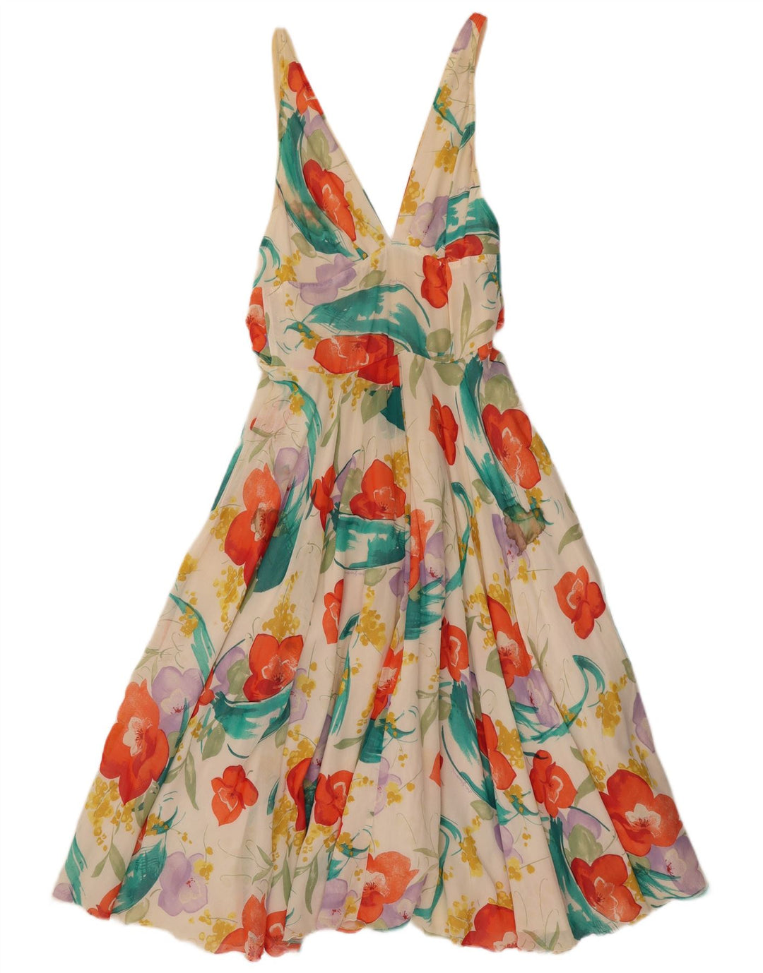 Prendisole vintage da donna IT 42 cotone floreale medio multicolore