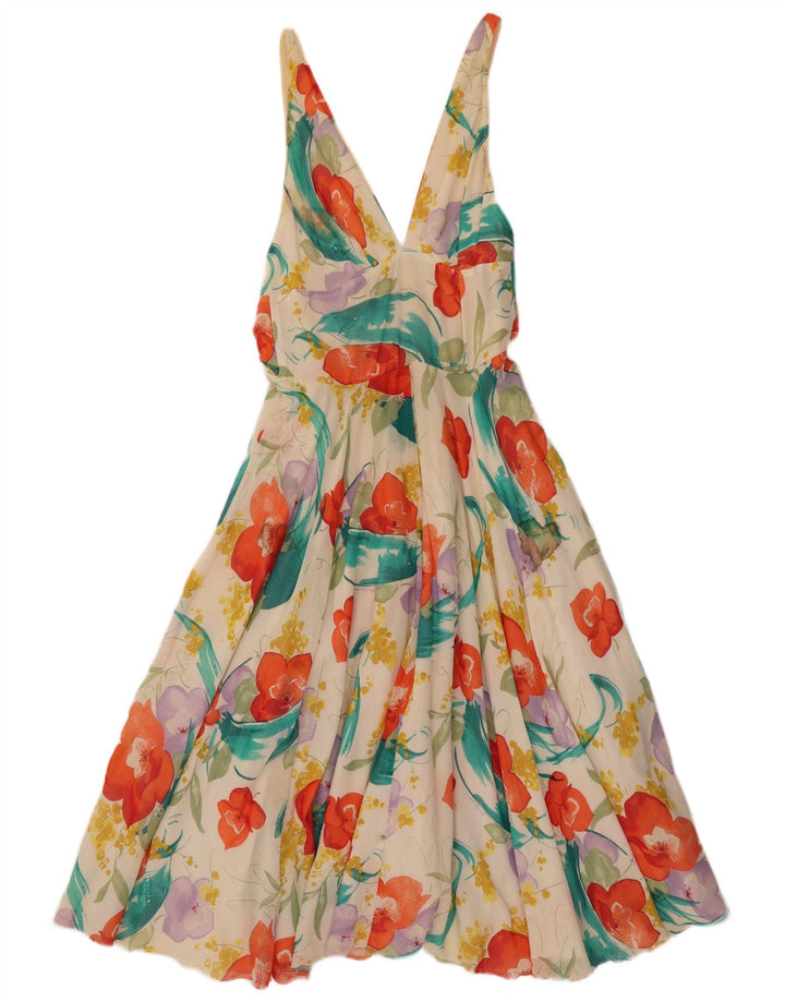 Prendisole vintage da donna IT 42 cotone floreale medio multicolore