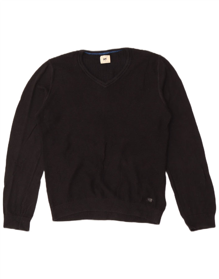 Maglione Lee da uomo con scollo a V piccolo cotone nero
