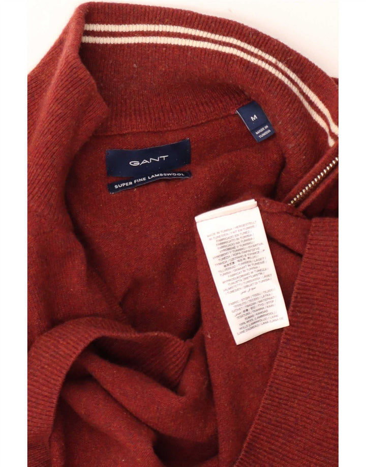 Gant Maglione da uomo con zip e collo in lana marrone medio