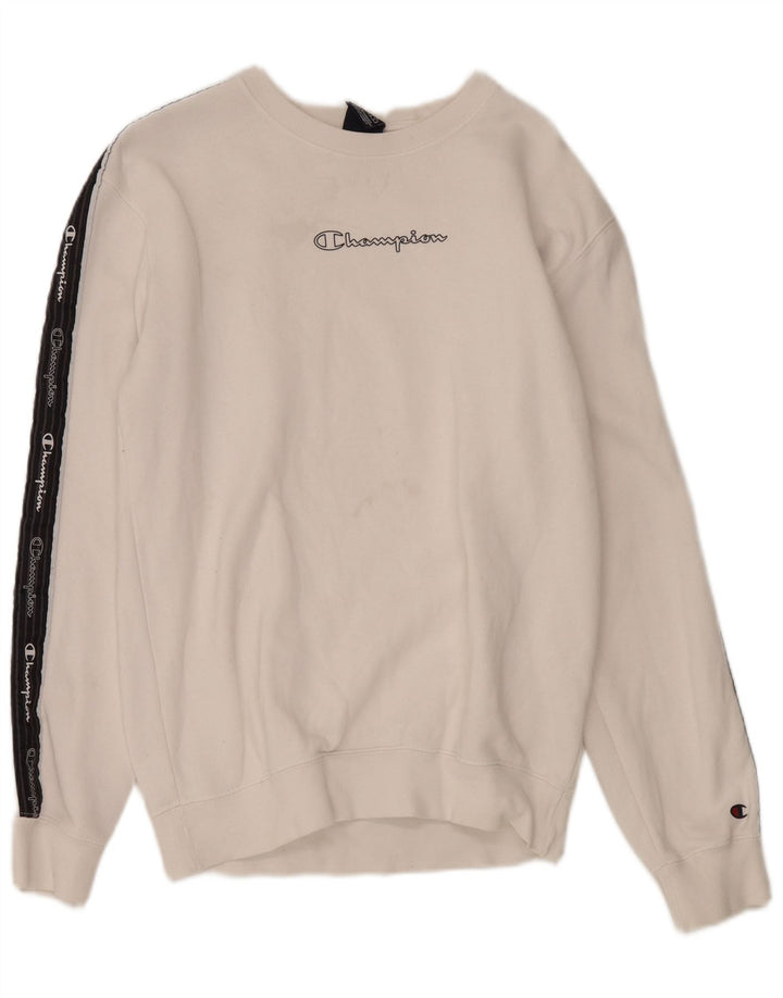 CHAMPION Mens Graphic Sweatshirt Jumper Medium White Colourblock