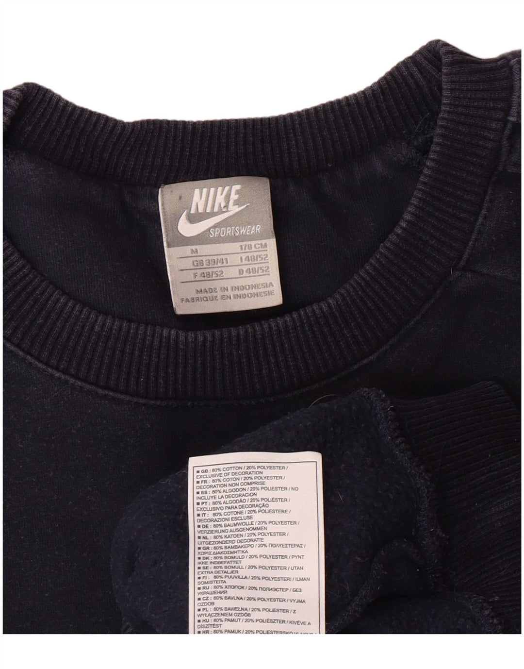 Felpa grafica da uomo NIKE Maglione UK 39/41 Cotone medio blu navy