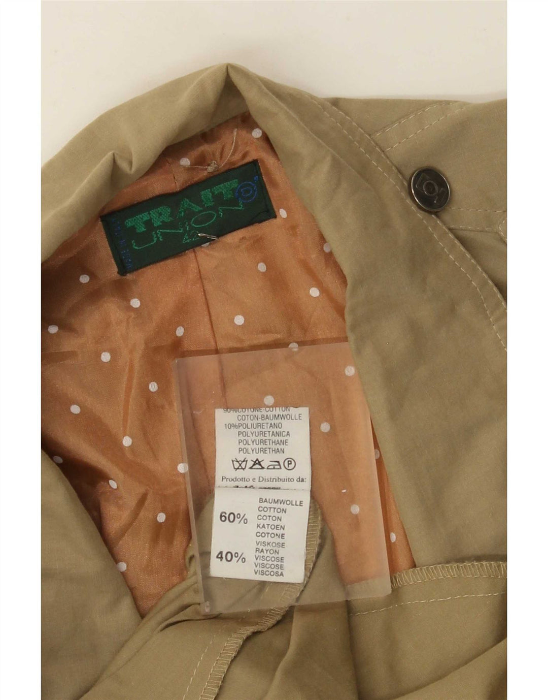 Trench da donna vintage dal taglio ampio IT 42 cotone kaki medio