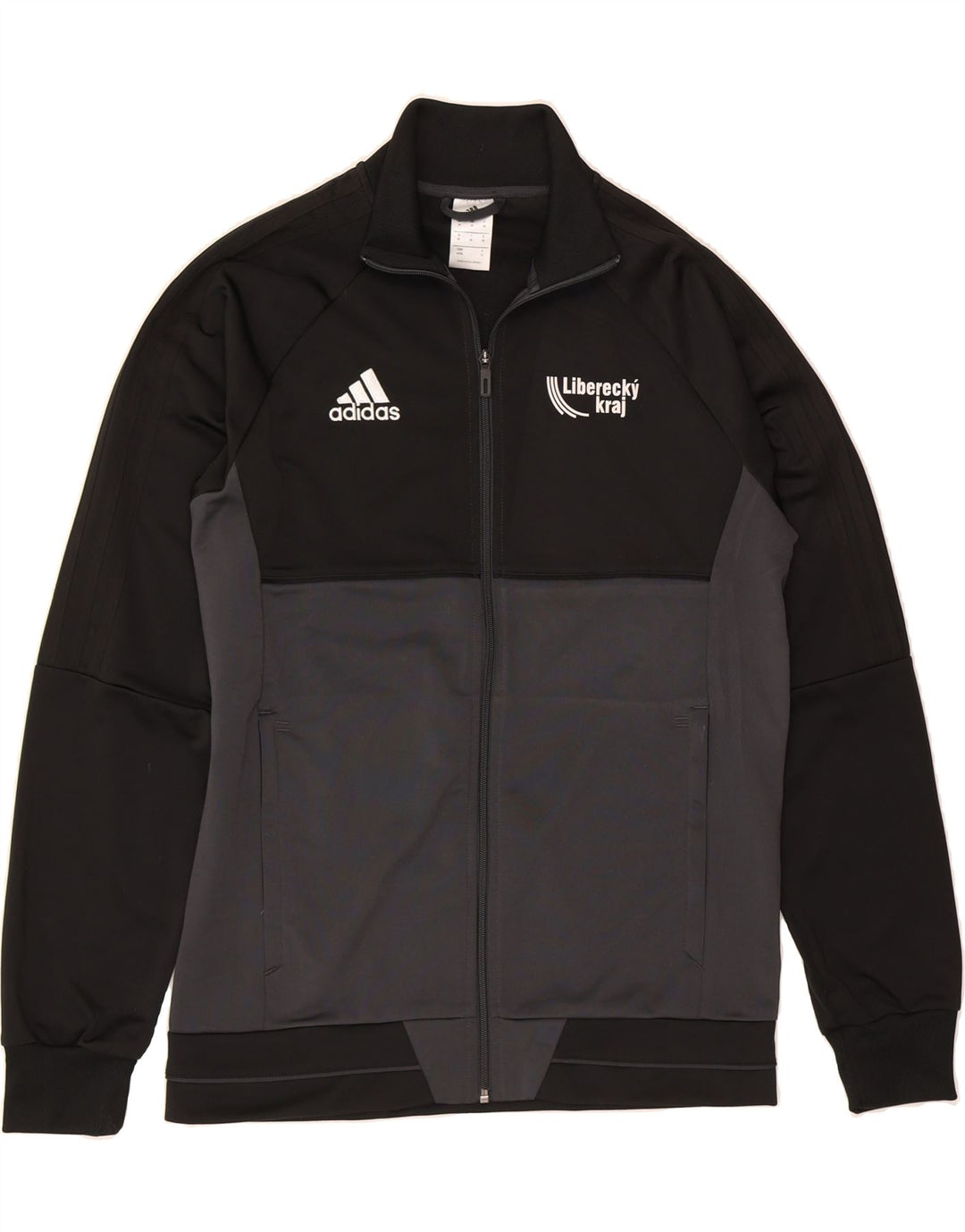 ADIDAS Mens Graphic Tracksuit Top Jacket Medium Black Colourblock Vintage Adidas and Second-Hand Adidas from Messina Hembry 