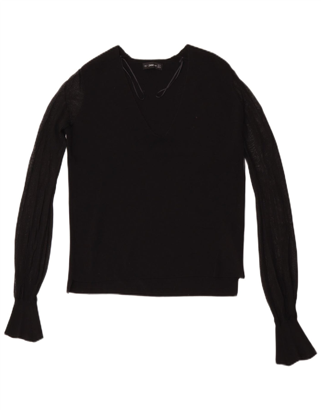 Top Zara da donna a maniche lunghe UK 10 Small in viscosa nera