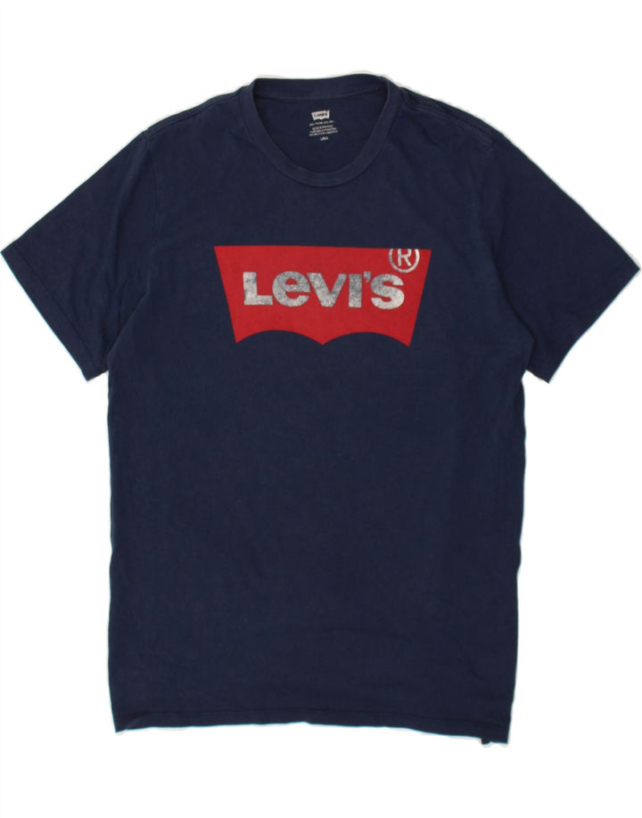 LEVI'S Mens Graphic T-Shirt Top Large Navy Blue Cotton Vintage Levi's and Second-Hand Levi's from Messina Hembry 