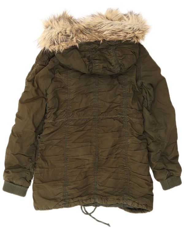 Giacca parka con cappuccio da donna Miss Sixty UK 12 cotone kaki medio