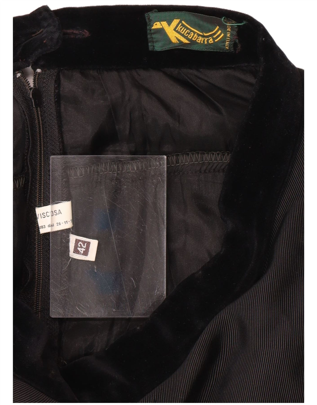 Gonna a balze da donna a vita alta VINTAGE IT 42 media W26 viscosa nera