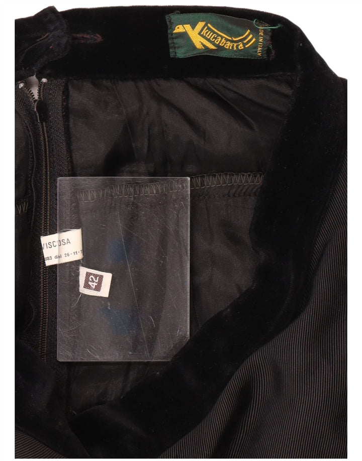 Gonna a balze da donna a vita alta VINTAGE IT 42 media W26 viscosa nera