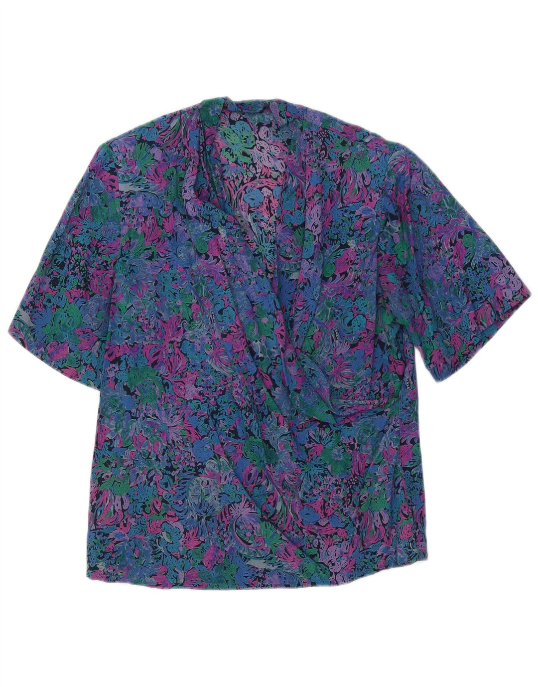 Top camicetta da donna VINTAGE UK 12 floreale multicolore medio