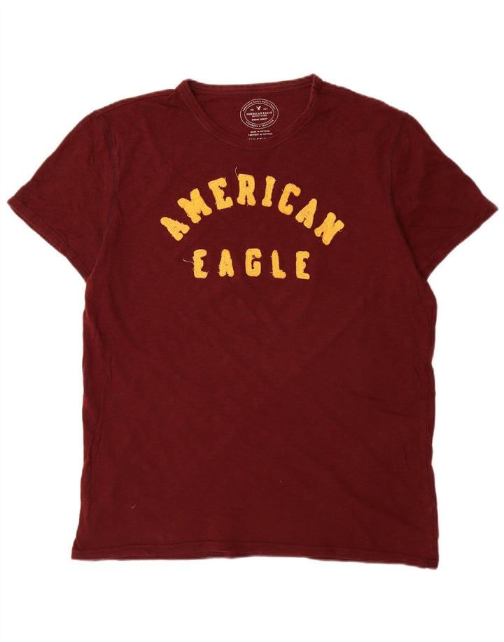 T-shirt grafica da uomo American Eagle Top grande in cotone bordeaux