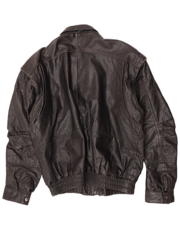 Giacca in pelle bomber da uomo C&A UK 40 grande in pelle nera