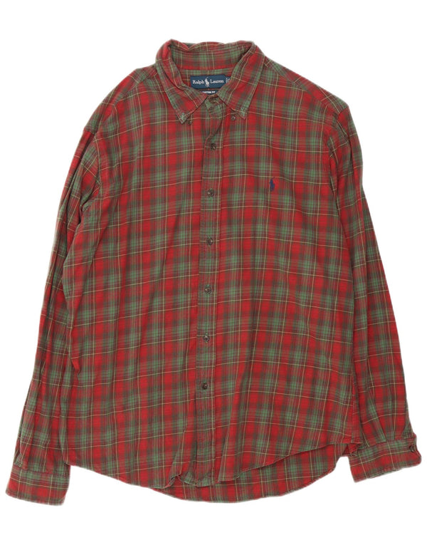 Ralph Lauren Mens Custom Fit Flannel Shirt XL Red Check Cotton
