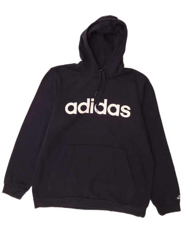 Felpa con cappuccio grafica da uomo Adidas XL in cotone blu navy