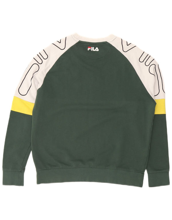FILA Felpa grafica da uomo Maglione piccolo cotone color block verde