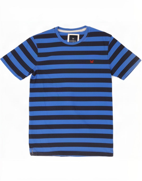 Crew Clothing T-shirt da uomo Top in cotone a righe blu medio