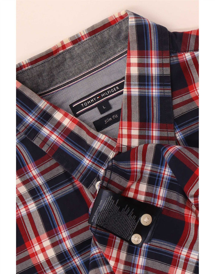 Camicia slim fit da uomo Tommy Hilfiger di grandi dimensioni in cotone a quadri blu navy