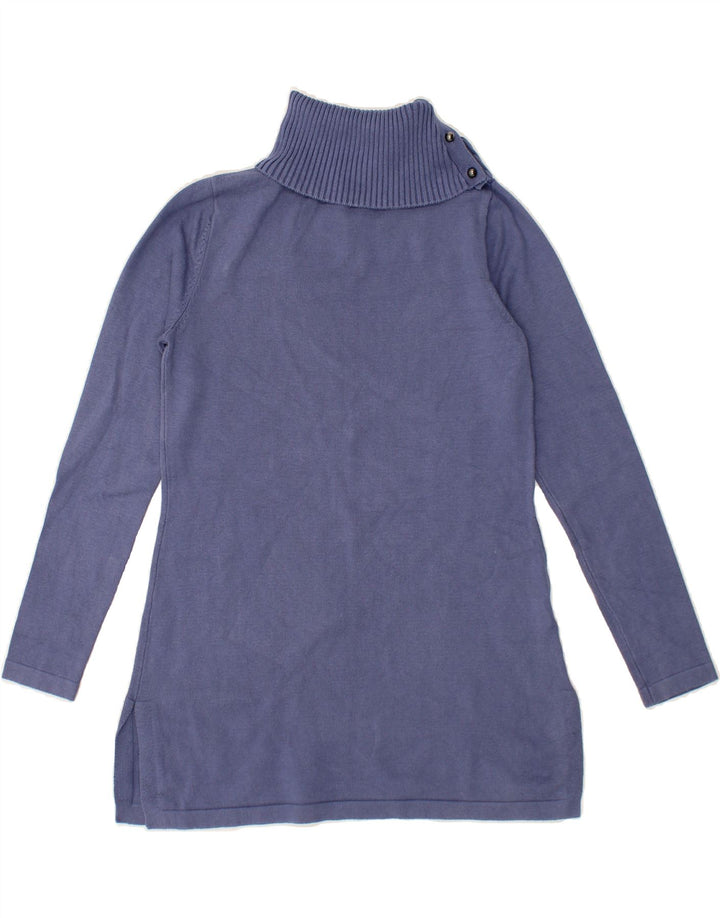 LAURA ASHLEY Womens Button Neck Jumper Sweater UK 10 Small Blue Cotton Vintage Laura Ashley and Second-Hand Laura Ashley from Messina Hembry 