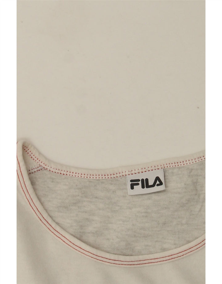 Top grafico da donna FILA manica lunga UK 12 Grigio medio chiazzato