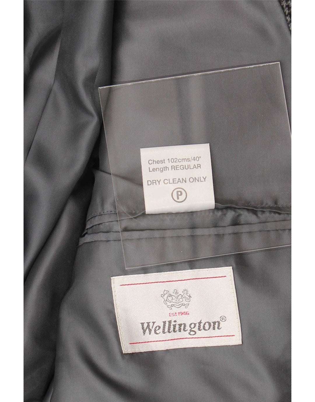 Giacca blazer da uomo a 2 bottoni Wellington UK 40 grande pied de poule grigio