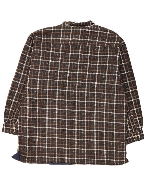 Camicia vintage da uomo in flanella da boscaiolo taglia 44/46 2XL cotone a quadri marrone