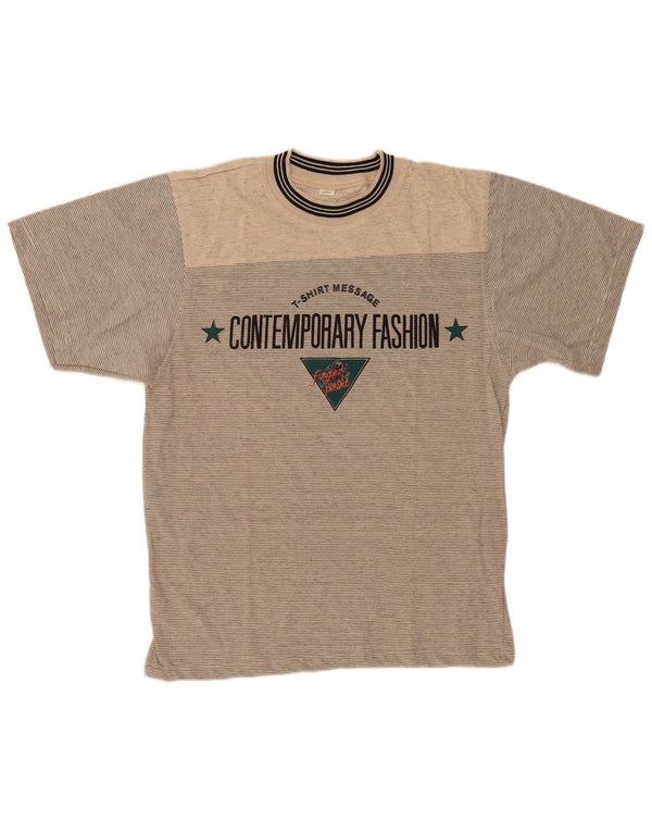 T-shirt grafica da uomo vintage Top IT 44/46 XL Cotone gessato beige