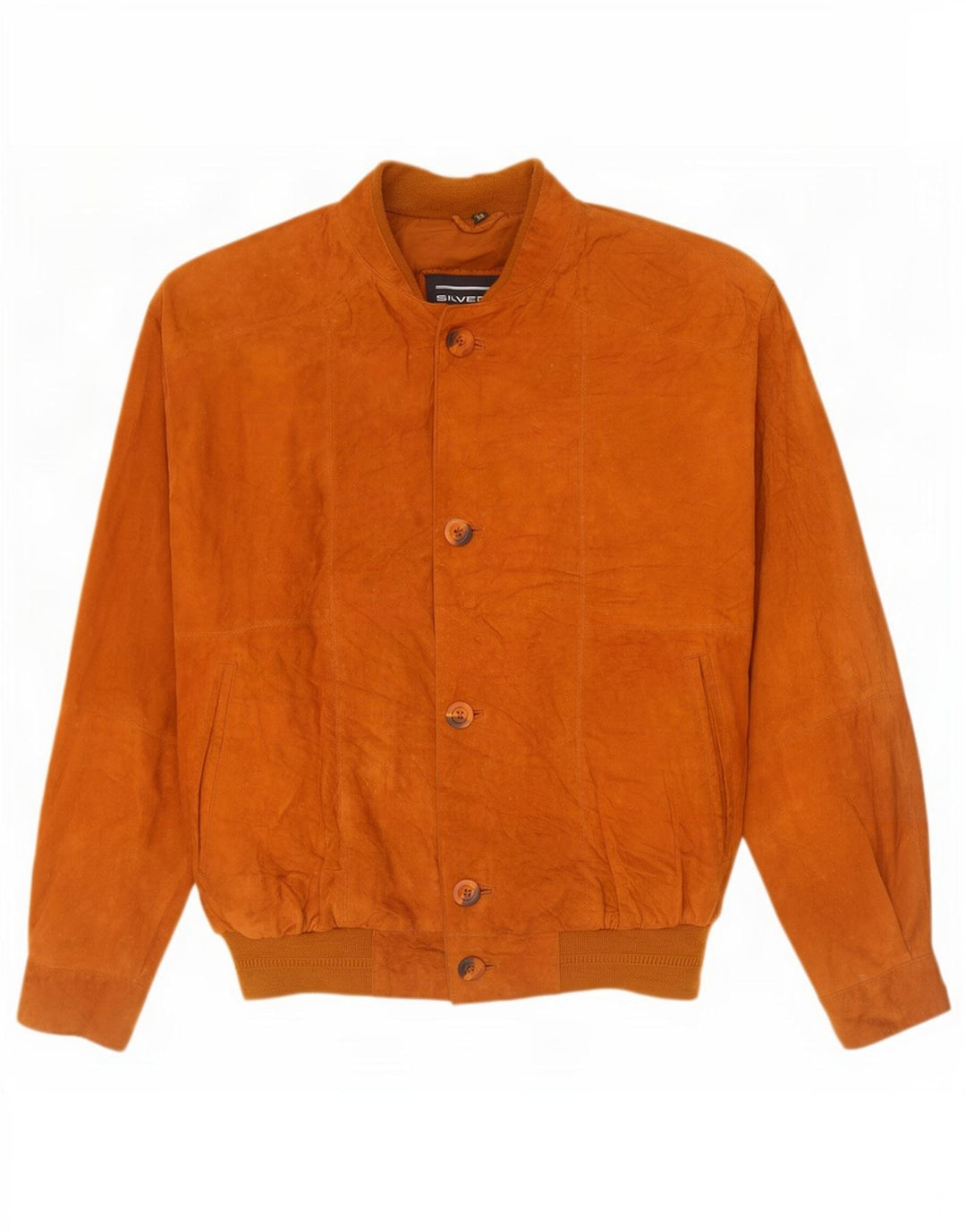 Giubbotto bomber vintage in pelle scamosciata da uomo IT 50 grande in pelle marrone