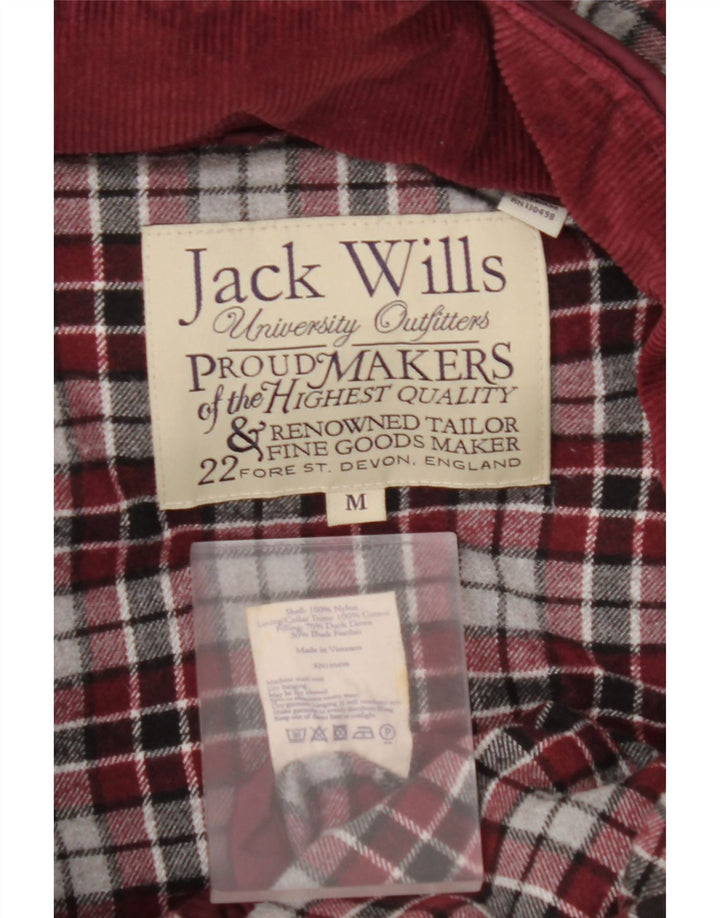 JACK WILLS Gilet imbottito con cappuccio da uomo UK 38 Nylon bordeaux medio