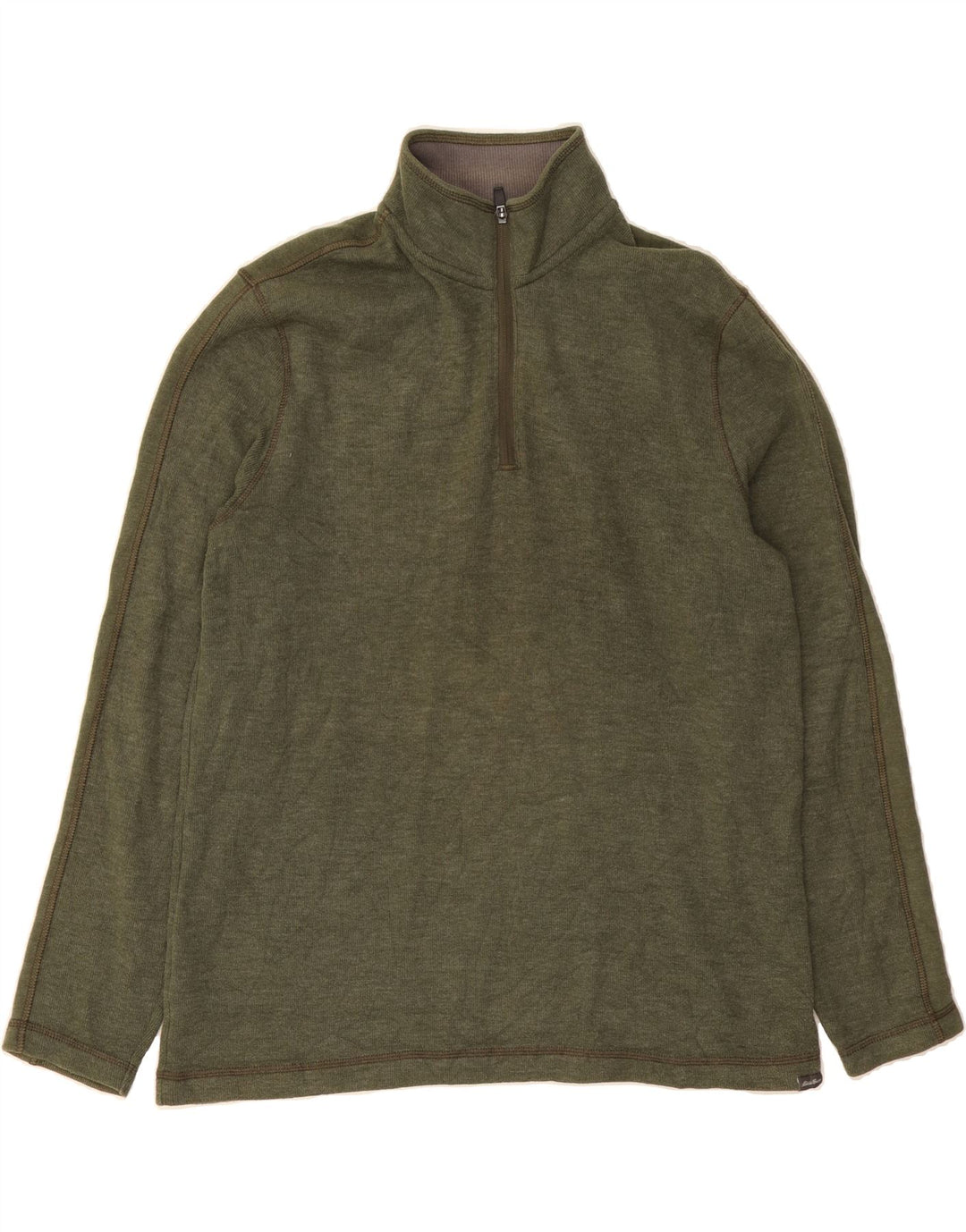EDDIE BAUER Mens Zip Neck Sweatshirt Jumper Large Green Cotton Vintage Eddie Bauer and Second-Hand Eddie Bauer from Messina Hembry 