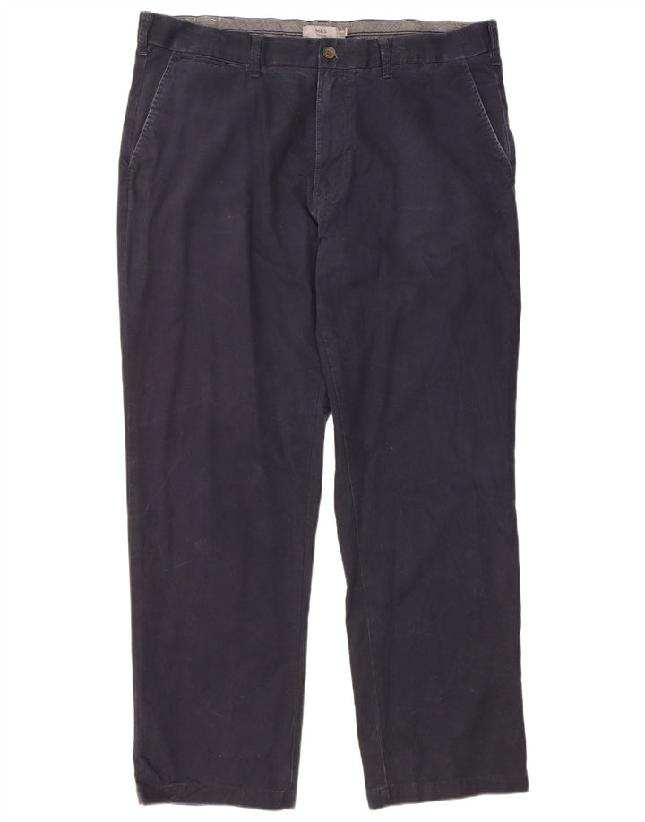 Pantaloni chino regolari da uomo Marks & Spencer W40 L31 cotone blu navy