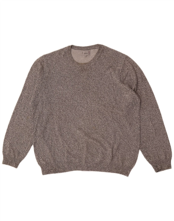 Maglione maglione girocollo da uomo Marks & Spencer grande grigio screziato