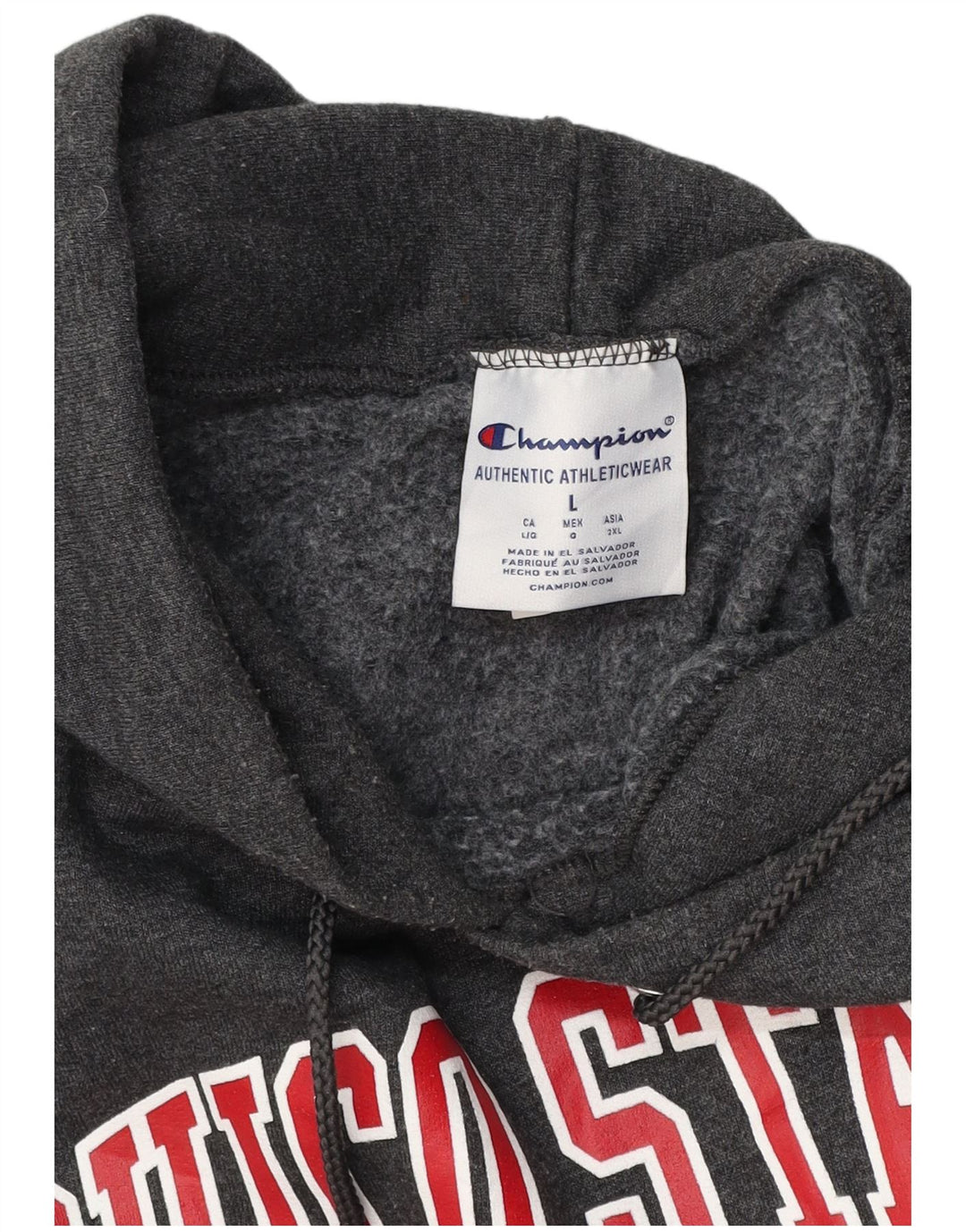 Maglione con cappuccio grafico da uomo Champion grande in cotone grigio