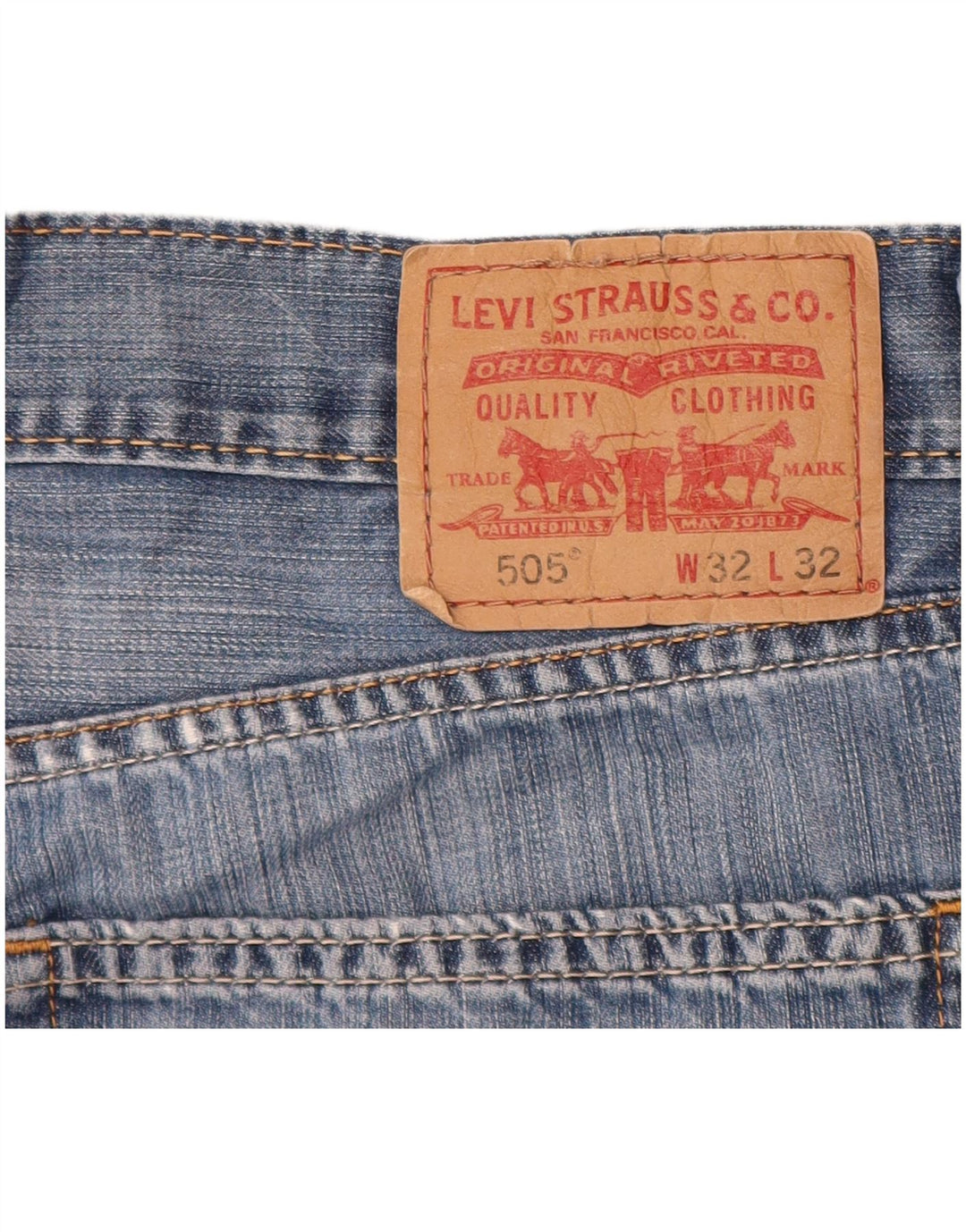 Pantaloncini di jeans Levi's 505 da uomo W32 in cotone blu medio
