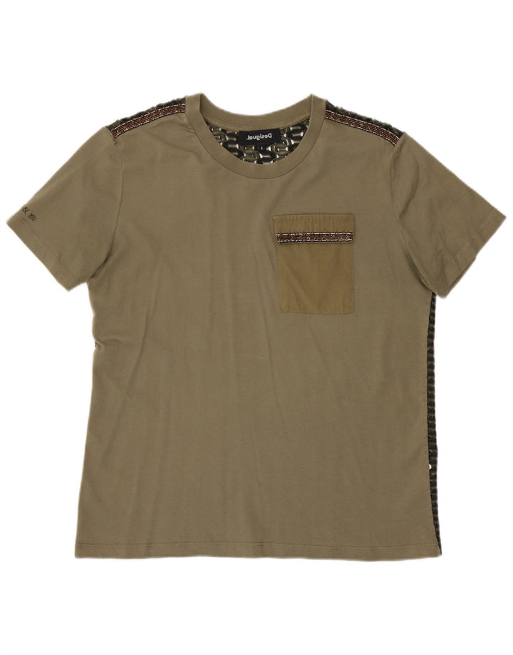 Desigual T-shirt da donna Top UK 10 Small Khaki Poliestere