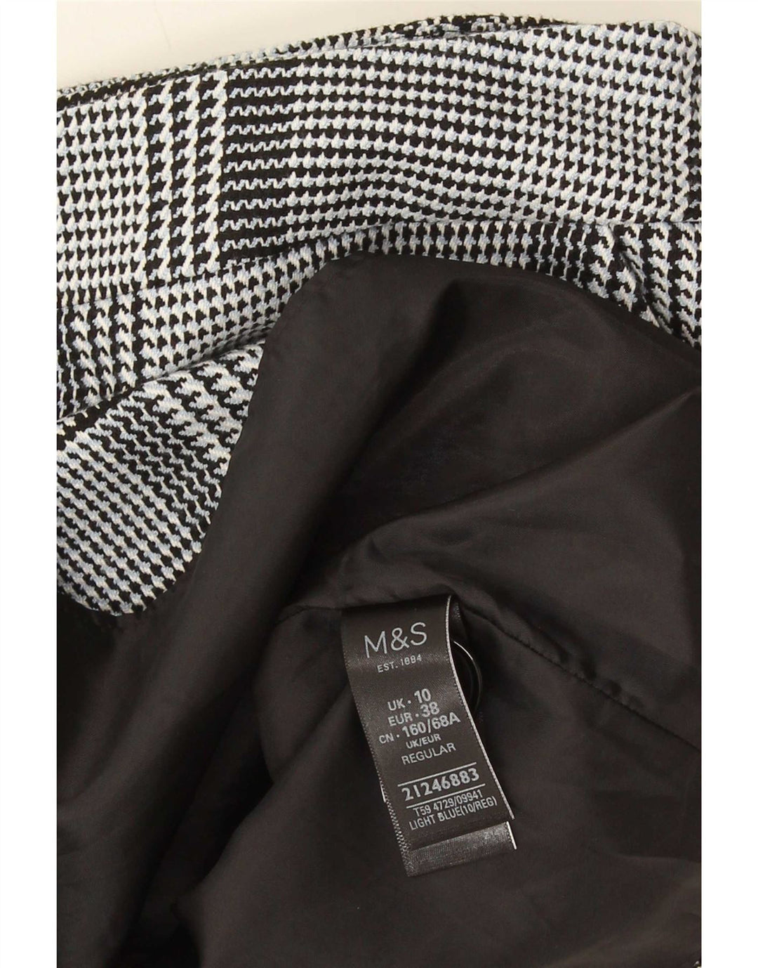Minigonna da donna Marks & Spencer UK 10 piccola W28 pied de poule blu