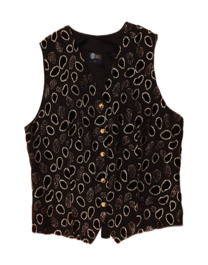 YOUR SIXTH SENSE Womens Waistcoat EU 38 Medium Black Geometric Acetate Vintage Your Sixth Sense and Second-Hand Your Sixth Sense from Messina Hembry 