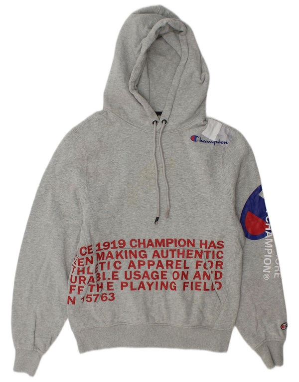 Maglione con cappuccio grafico da uomo Champion piccolo cotone chiazzato grigio