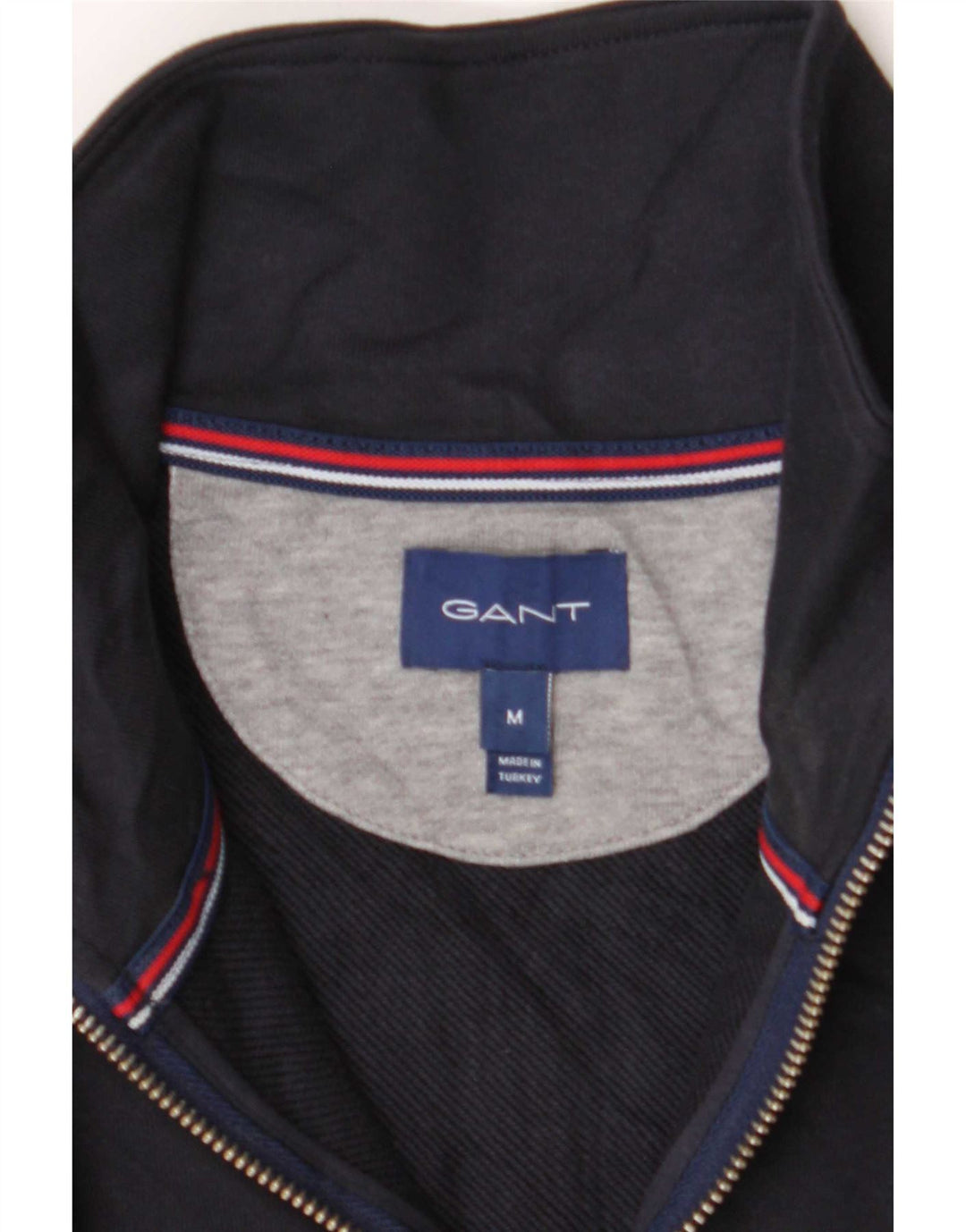 Gant Felpa da uomo con zip e collo maglione medio blu navy