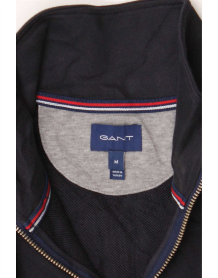 Gant Felpa da uomo con zip e collo maglione medio blu navy