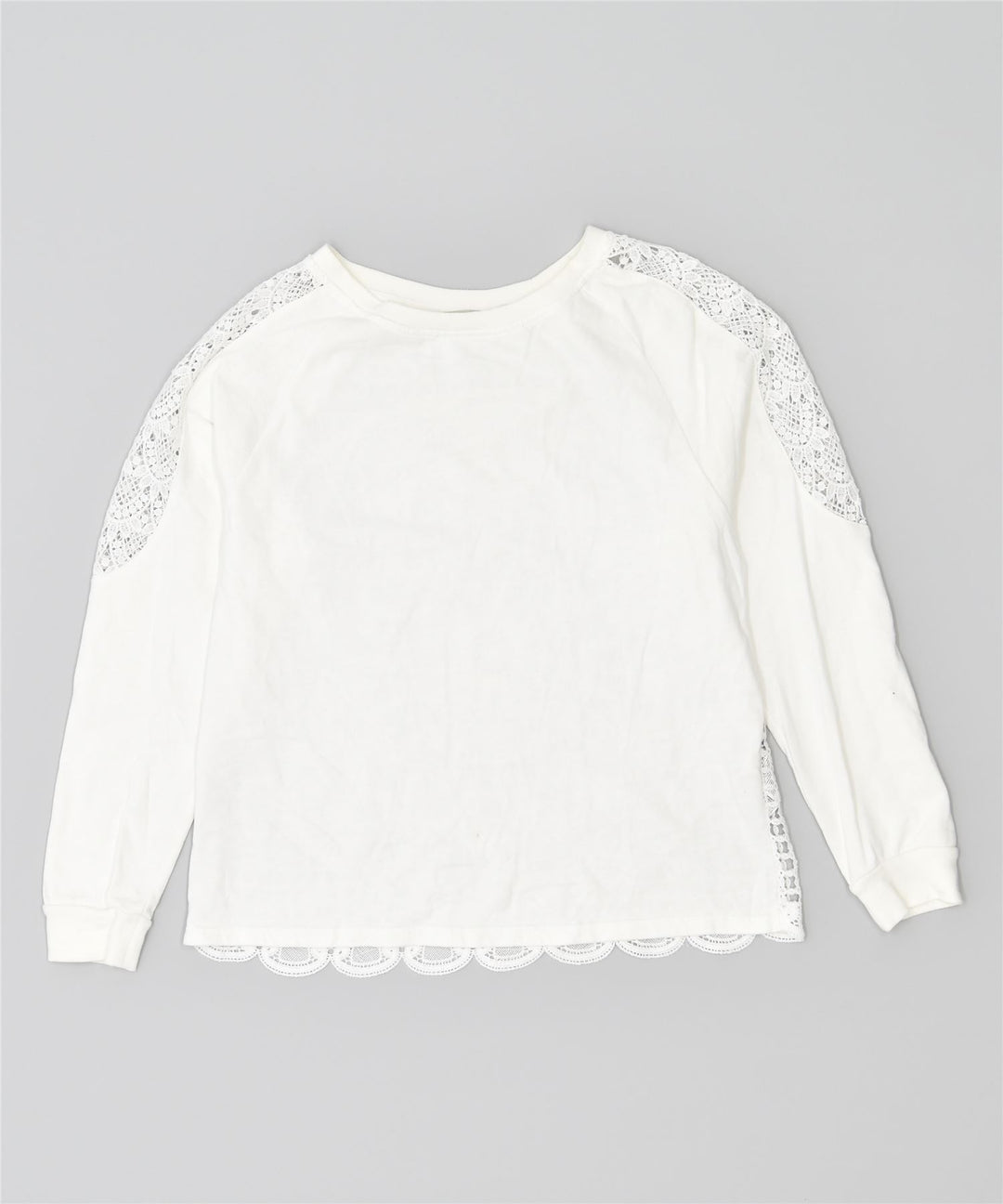 DESIGUAL Donna Felpa Oversize Maglione UK 14 Grande Cotone Bianco