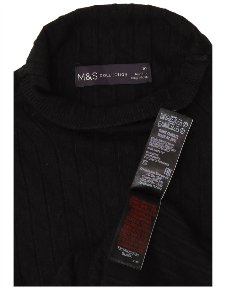 Maglione maglione a collo alto da donna Marks & Spencer UK 10 piccolo in viscosa nera