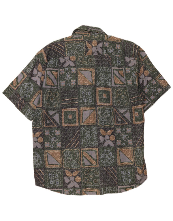 Camicia a maniche corte da uomo Bodoni taglia 41/42 grande cotone floreale verde