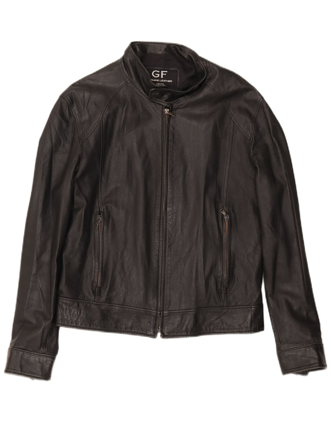 Gianfranco Ferre Giubbotto bomber da uomo in pelle UK 38 Medio in pelle nera