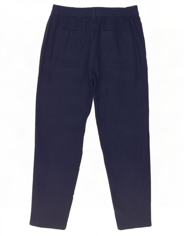 Marks & Spencer Womens High Waist Casual Trousers UK 12 Medium W30 L27 Navy