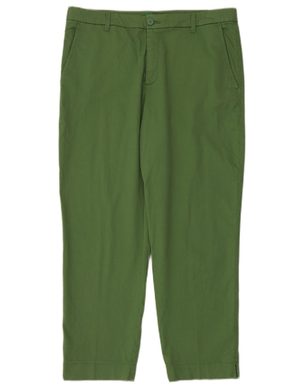 Pantaloni chino dritti da donna BENETTON UK 14 Large W32 L26 Cotone verde
