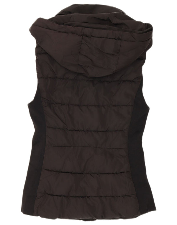 Gilet imbottito con cappuccio da donna Zara UK 10 piccolo poliestere nero