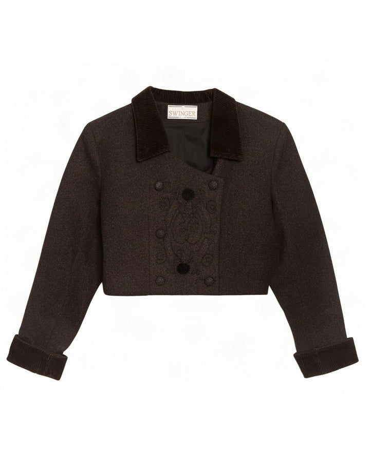 Giacca Bolero Doppio Petto Da Donna Swinger IT 44 Lana Grigio Medio