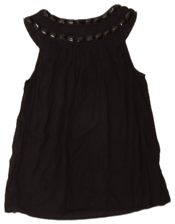 MICHAEL KORS Camicetta senza maniche da donna UK 12 Cotone nero medio